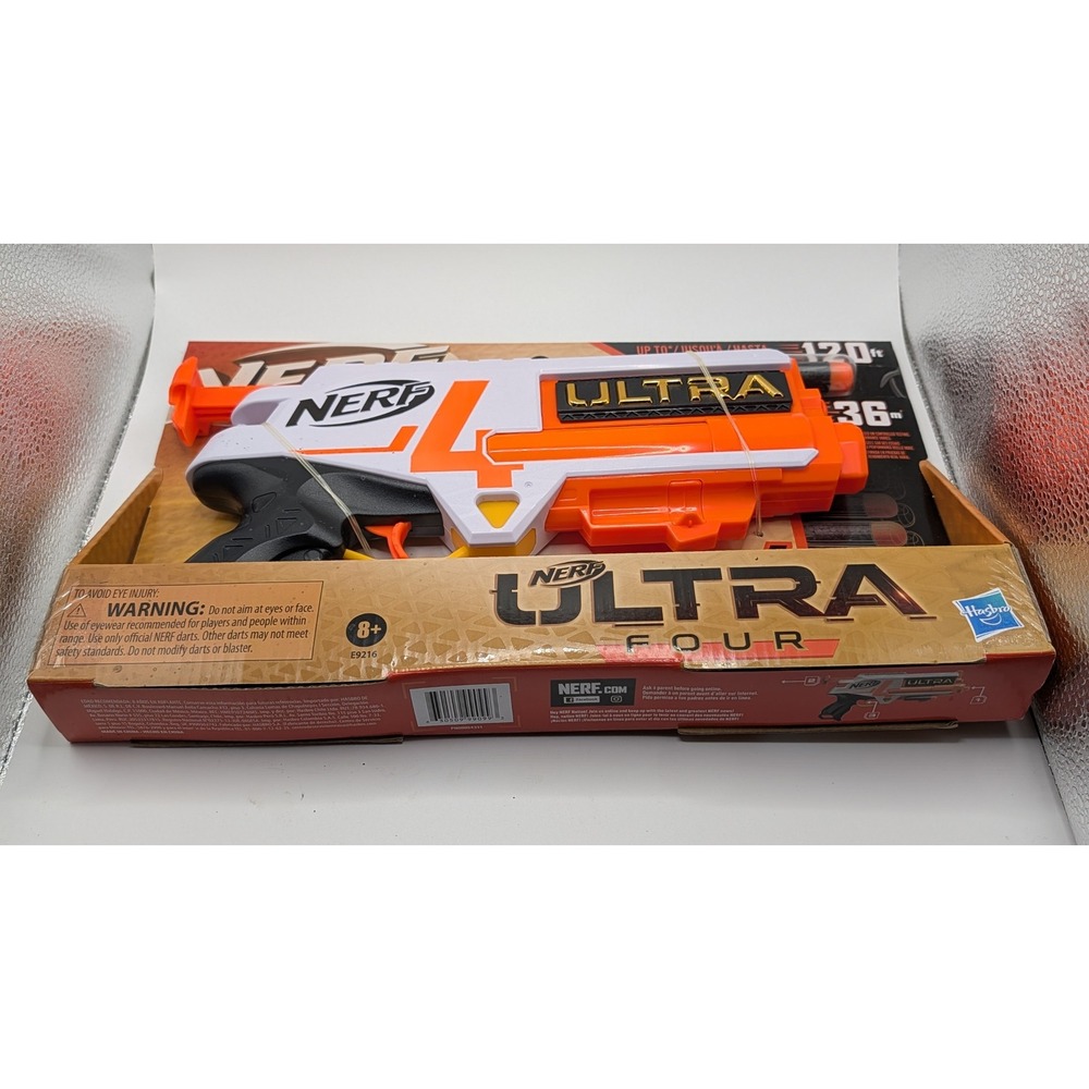 Nerf Ultra Four Blaster Toy Gun Orange White Single Shot Up to 120ft